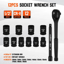 SEDY 12Pcs 1/2" Drive Socket Wrench Set CR-V 72T Ratchet Metric 10-19mm Holder
