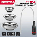 SEDY 4Pcs Magnetic Tray Pick-Up Tool Set Flexible Magnet Holder Auto Repair