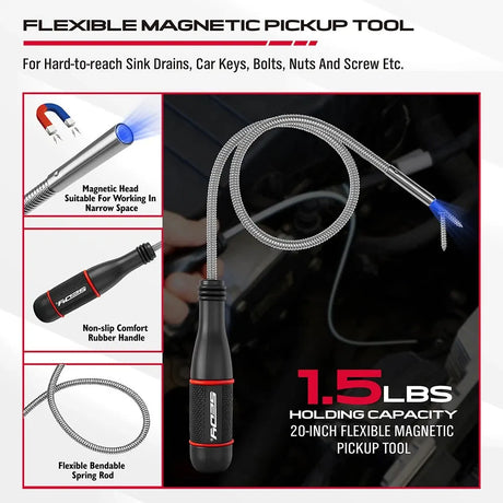 SEDY 4Pcs Magnetic Tray Pick-Up Tool Set Flexible Magnet Holder Auto Repair
