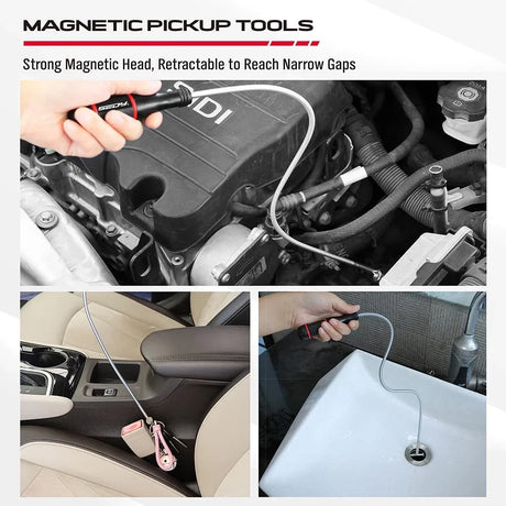 SEDY 4Pcs Magnetic Tray Pick-Up Tool Set Flexible Magnet Holder Auto Repair