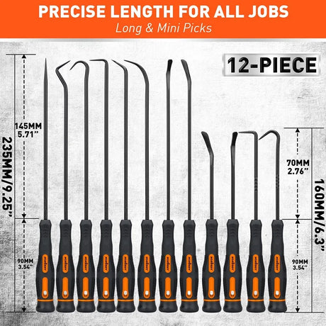 HORUSDY 12Pc Precision Hook and Pick Set O-Ring Seal Remover Hooks Puller Tool