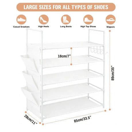 SEDY 5-Tier Shoe Rack Storage Organizer Shelf for 20–25 Pairs Bedroom Garage