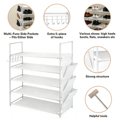 SEDY 5-Tier Shoe Rack Storage Organizer Shelf for 20–25 Pairs Bedroom Garage
