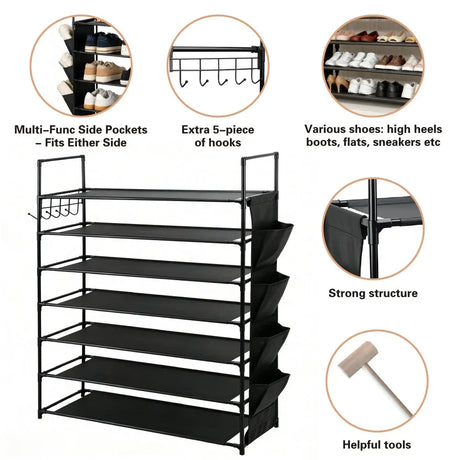 SEDY 7-Tier Shoe Rack Storage Organizer Shelf for 28–30 Pairs Bedroom Garage