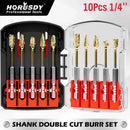 10Pc Titanium Gold Carbide Burr Set 1/4" Hex Quick Change Shank Die Grinding Bit