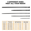 520Pcs Cable Ties Zip Ties Nylon UV Stabilised Bulk Black Cable Tie Black Au