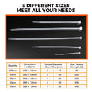 520-Pieces Cable Ties Zip Ties Nylon UV Stabilised Bulk Black Cable Tie White