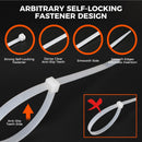 520-Pieces Cable Ties Zip Ties Nylon UV Stabilised Bulk Black Cable Tie White