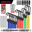 SEDY 60Pcs Bungee Cords Set Heavy Duty Tie Down Straps Camping Moving w/ Hooks