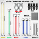 SEDY 60Pcs Bungee Cords Set Heavy Duty Tie Down Straps Camping Moving w/ Hooks