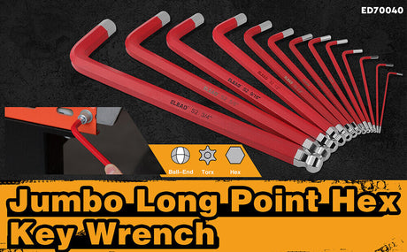 ELEAD 13Pc Extra Large Hex Key Set Long Allen Key Wrench Ball End SAE 5/64