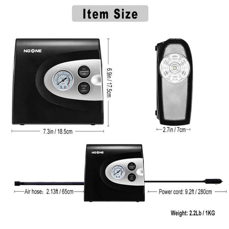 NOONE 3 IN 1 Air Compressor Tire Inflator 12V Portable Car Tire Inflator Pump