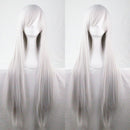 New 80cm Straight Sleek Long Full Hair Wigs w Side Bangs Cosplay Costume Womens, Silver