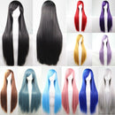 New 80cm Straight Sleek Long Full Hair Wigs w Side Bangs Cosplay Costume Womens, Silver