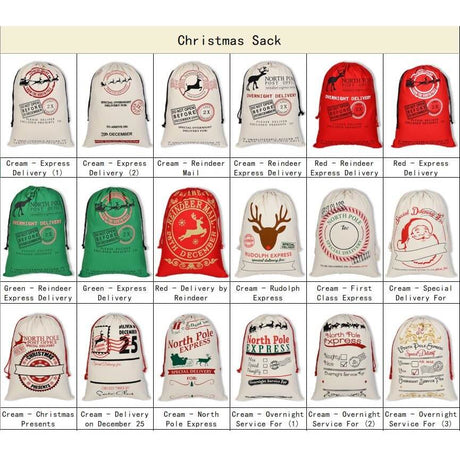 Large Christmas XMAS Hessian Santa Sack Stocking Bag Reindeer Children Gifts Bag, Cream - Santa Special Delivery