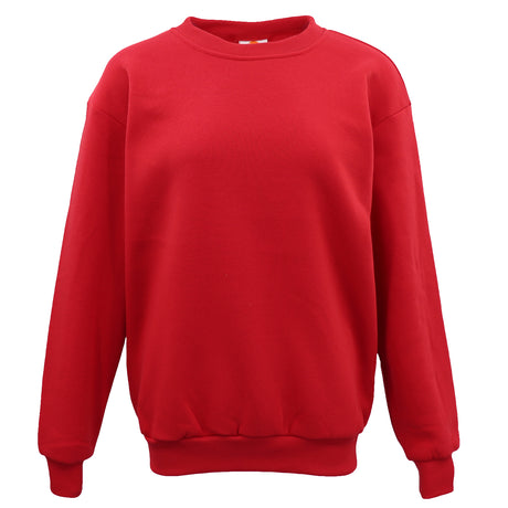 New Adult Unisex Plain Pullover Fleece Jumper Mens Long Sleeve Crew Neck Sweater, Grey, S
