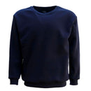 New Adult Unisex Plain Pullover Fleece Jumper Mens Long Sleeve Crew Neck Sweater, Navy, M