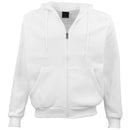 Adult Unisex Zip Plain Fleece Hoodie Hooded Jacket Mens Sweatshirt Jumper XS-8XL, White, XL