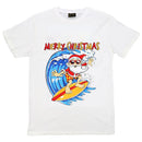 New Funny Adult Xmas Christmas T Shirt Tee Mens Womens 100% Cotton Jolly Ugly, Santa Surf (White), S