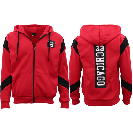 Men's Fleece Zip Up Hoodie Shirt Chicago Bulls 23 Michael Jordan Sweat Jacket, Yellow, XS