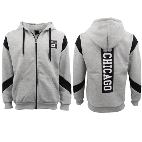 Men's Fleece Zip Up Hoodie Shirt Chicago Bulls 23 Michael Jordan Sweat Jacket, Yellow, XS