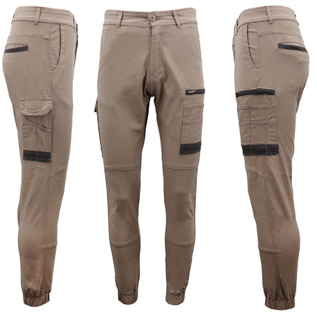 Men's Cargo Cotton Drill Work Pants UPF 50+ 13 Pockets Tradies Workwear Trousers, Navy, 38