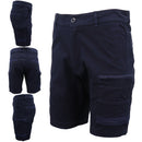 Mens Cargo Cotton Drill Work Shorts UPF 50+ 13 Pockets Tradies Workwear Trousers, Black, 36