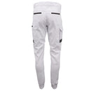 Men's Cargo Cotton Drill Work Pants UPF 50+ 13 Pockets Tradies Workwear Trousers, White, 34
