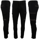 Men's Cotton Drill Cargo Work Pants UPF 50+ 13 Pockets Tradies Workwear Trousers, Black, 32