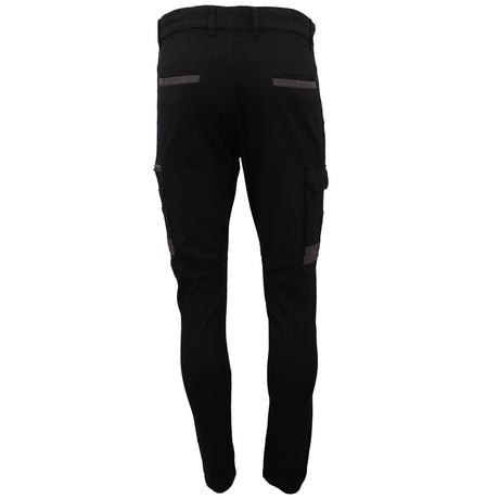 Men's Cotton Drill Cargo Work Pants UPF 50+ 13 Pockets Tradies Workwear Trousers, Black, 34