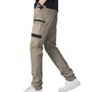 Men's Cotton Drill Cargo Work Pants UPF 50+ 13 Pockets Tradies Workwear Trousers, Khaki, 32