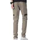 Men's Cotton Drill Cargo Work Pants UPF 50+ 13 Pockets Tradies Workwear Trousers, Khaki, 32