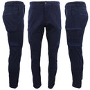 Men's Cotton Drill Cargo Work Pants UPF 50+ 13 Pockets Tradies Workwear Trousers, Navy, 30