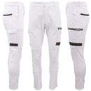 Men's Cotton Drill Cargo Work Pants UPF 50+ 13 Pockets Tradies Workwear Trousers, White, 30