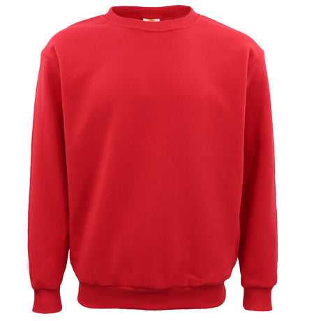 New Adult Unisex Plain Pullover Fleece Jumper Mens Long Sleeve Crew Neck Sweater, Olive, M