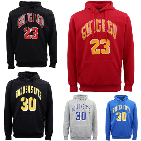Men's Fleece Pullover Hoodie Jacket Sports Jumper Jersey Chicago Golden State, Black - Chicago 23, 3XL