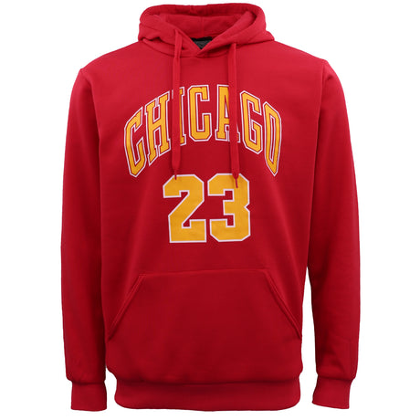 Men's Fleece Pullover Hoodie Jacket Sports Jumper Jersey Chicago Golden State, Red - Chicago 23, L