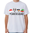 100% Cotton Christmas T-shirt Adult Unisex Tee Tops Funny Santa Party Custume, Santa Squad (White), 3XL