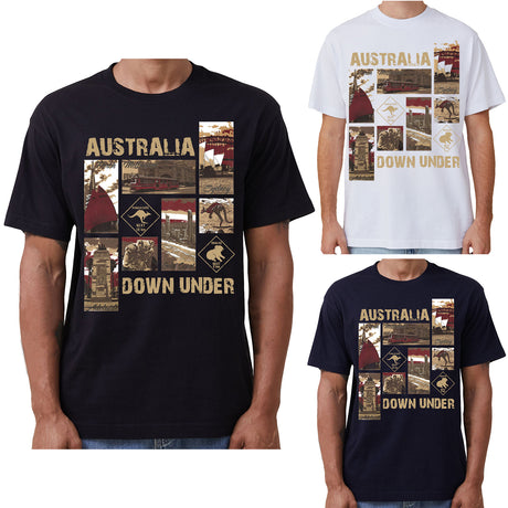 100% Cotton Australia Down Under Souvenir T-Shirt Unisex Adult Iconic Tee Top, White, S