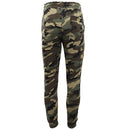 Men's Fleece Track Pants Military Camouflage Tactical Gym Trousers w Cuffed Hem, Green Camo, S