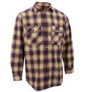 Men's 100% Cotton Flannelette Shirt Long Sleeve Plaid Check Flannel w Pockets, Golden Horizon Plaid, 2XL