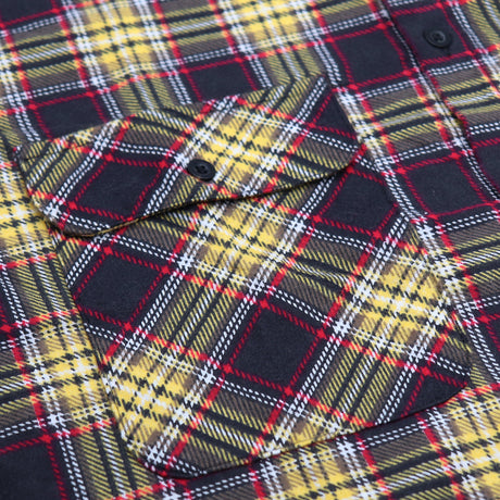 Men's 100% Cotton Flannelette Shirt Long Sleeve Plaid Check Flannel w Pockets, Golden Horizon Plaid, 2XL