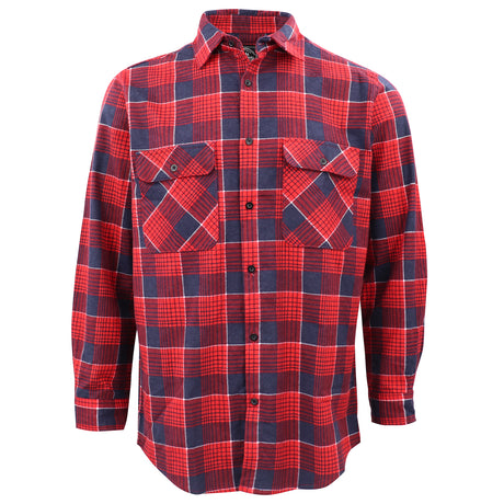 Men's 100% Cotton Flannelette Shirt Long Sleeve Plaid Check Flannel w Pockets, Crimson Tide Plaid, XL