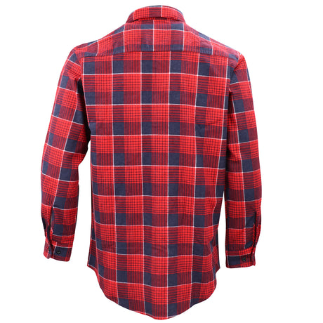 Men's 100% Cotton Flannelette Shirt Long Sleeve Plaid Check Flannel w Pockets, Crimson Tide Plaid, XL