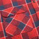 Men's 100% Cotton Flannelette Shirt Long Sleeve Plaid Check Flannel w Pockets, Crimson Tide Plaid, XL