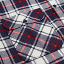 Men's 100% Cotton Flannelette Shirt Long Sleeve Plaid Check Flannel w Pockets, Snowfall Navy Plaid, S