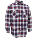 Men's 100% Cotton Flannelette Shirt Long Sleeve Plaid Check Flannel w Pockets, Snowfall Navy Plaid, 2XL