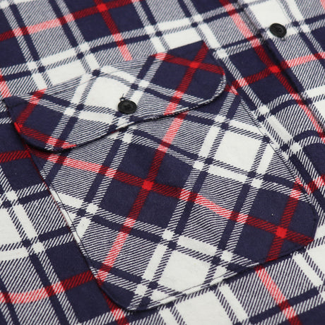 Men's 100% Cotton Flannelette Shirt Long Sleeve Plaid Check Flannel w Pockets, Snowfall Navy Plaid, 2XL