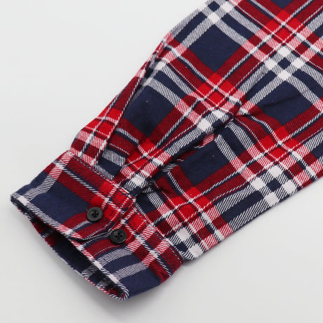 Men's 100% Cotton Flannelette Shirt Long Sleeve Plaid Check Flannel w Pockets, Heritage Red Plaid, S