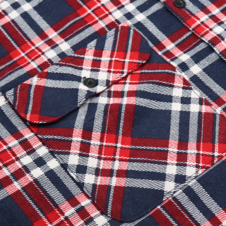 Men's 100% Cotton Flannelette Shirt Long Sleeve Plaid Check Flannel w Pockets, Heritage Red Plaid, M